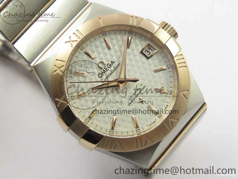 0312 Stylish Constellation 38mm SS RG VSF 1:1 Best Edition WhiteTextured Dial on SS RG Bracelet A8500 Super Clone 7921